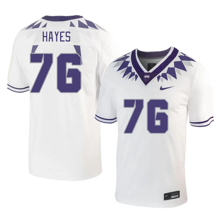 Men #76 Garrett Hayes TCU Horned Frogs 2023 College Footbal Jerseys Stitched-White - Click Image to Close